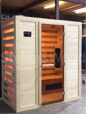 Трехместная соляная сауна Comfort из кедра с инфракрасными излучателями